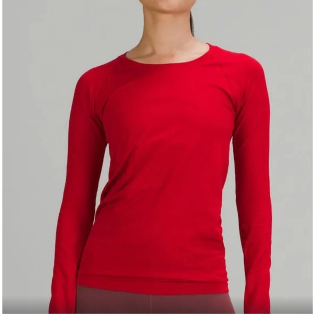 Lululemon swiftly long sleeve, relaxed fit, size 8, dark red.